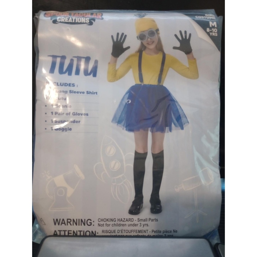 Spooktacular Creations Girls Yellow Blue Tutu Costume Size M 8-10 Complete Set